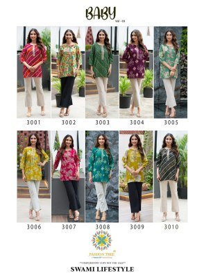 Passion Tree Baby Vol 3 Heavy Rayon Procian Foil Print Short Tops Wholesale kurtis catalogs