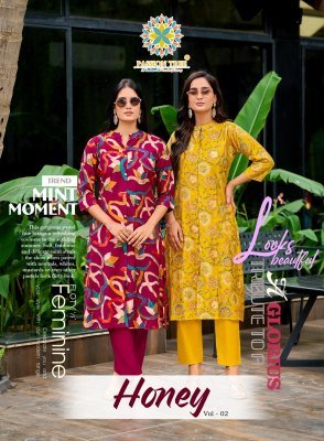 Passion Tree Honey Vol 2 A Line Kurti with Pant Vetican Print Kurti with Pocket And Plain Pant Wholesale kurtis catalogs