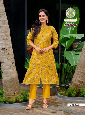 Passion Tree Honey Vol 2 A Line Kurti with Pant Vetican Print Kurti with Pocket And Plain Pant Wholesale kurtis catalogs