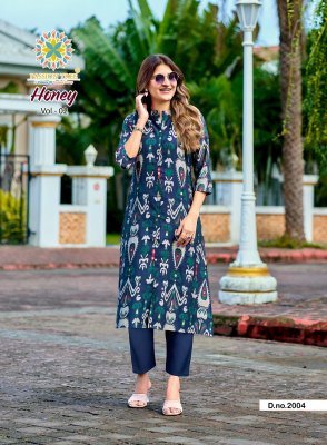 Passion Tree Honey Vol 2 A Line Kurti with Pant Vetican Print Kurti with Pocket And Plain Pant Wholesale kurtis catalogs