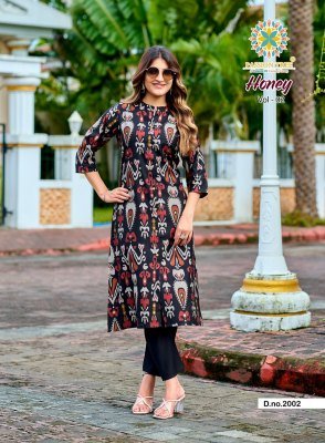 Passion Tree Honey Vol 2 A Line Kurti with Pant Vetican Print Kurti with Pocket And Plain Pant Wholesale kurtis catalogs