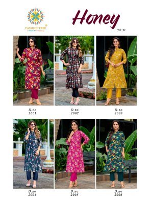 Passion Tree Honey Vol 2 A Line Kurti with Pant Vetican Print Kurti with Pocket And Plain Pant Wholesale kurtis catalogs