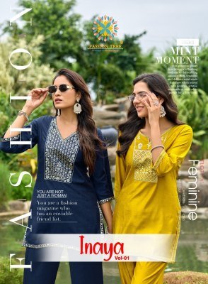 Passion Tree Inaya Vol 1 Straight Top with Palazzo Pant Cord Set  Self Jacquard Viscose Silk Fabric with Fancy Embroidery Wholesale co ord set catalogs