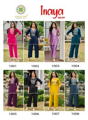 Passion Tree Inaya Vol 1 Straight Top with Palazzo Pant Cord Set  Self Jacquard Viscose Silk Fabric with Fancy Embroidery Wholesale co ord set catalogs
