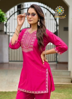 Passion Tree Inaya Vol 1 Straight Top with Palazzo Pant Cord Set  Self Jacquard Viscose Silk Fabric with Fancy Embroidery Wholesale co ord set catalogs