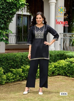 Passion Tree Inaya Vol 1 Straight Top with Palazzo Pant Cord Set  Self Jacquard Viscose Silk Fabric with Fancy Embroidery Wholesale co ord set catalogs