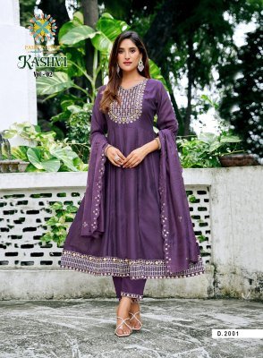 Passion Tree Kashvi Vol 2 Vichitra Silk Anarkali Kurti Set with Fancy Embroidery And Heavy Chanderi Cutwork Dupatta Wholesale kurti pant with dupatta Catalogs