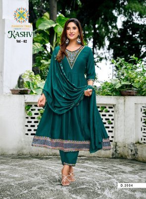 Passion Tree Kashvi Vol 2 Vichitra Silk Anarkali Kurti Set with Fancy Embroidery And Heavy Chanderi Cutwork Dupatta Wholesale kurti pant with dupatta Catalogs