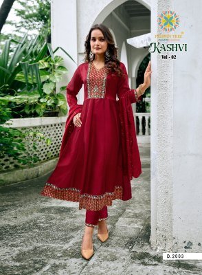Passion Tree Kashvi Vol 2 Vichitra Silk Anarkali Kurti Set with Fancy Embroidery And Heavy Chanderi Cutwork Dupatta Wholesale kurti pant with dupatta Catalogs