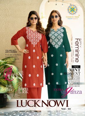 Passion Tree Lucknowi Vol-2 Heavy Cotton Dhabu Kurti Palazzo Set wholesale catalogs