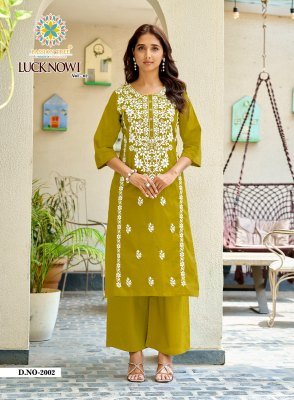 Passion Tree Lucknowi Vol-2 Heavy Cotton Dhabu Kurti Palazzo Set kurtis catalogs