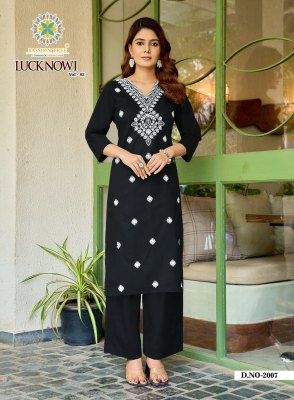 Passion Tree Lucknowi Vol-2 Heavy Cotton Dhabu Kurti Palazzo Set kurtis catalogs