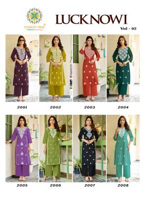Passion Tree Lucknowi Vol-2 Heavy Cotton Dhabu Kurti Palazzo Set kurtis catalogs