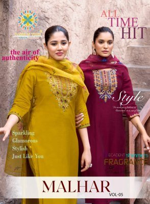 Passion Tree Malhar Vol 5 Roman Silk Embroidered Kurti, Pant And Organza Digital Print Dupatta Set Wholesale kurtis catalogs