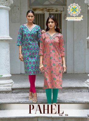 Passion Tree Pahel Vol-4 Heavy Cotton Printed Straight Kurti  