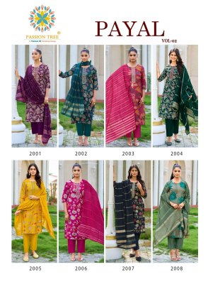 Passion  Tree Payal Vol 2 Straight Kurti Pant And Dupatta Fancy Embroidery Work  Wholesale   kurtis catalogs