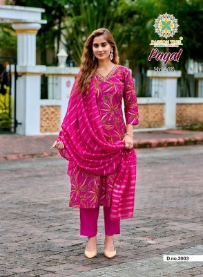 Passion Tree Payal Vol3 Straight Kurti Pant Set Vetican Print Fancy Embroidery Jacquard Heavy Dupatta Wholesale kurtis catalogs