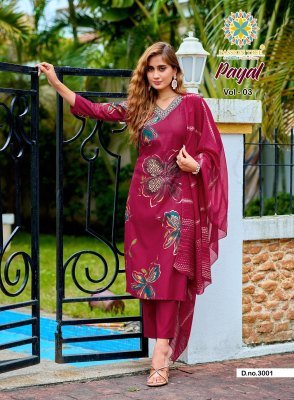 Passion Tree Payal Vol3 Straight Kurti Pant Set Vetican Print Fancy Embroidery Jacquard Heavy Dupatta Wholesale kurtis catalogs