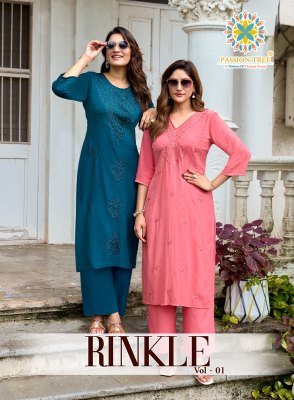 Passion Tree Rinkle Vol 1 Rayon Lucknowi Kurti with Plazzo wholesale catalogs