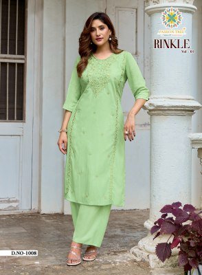 Passion Tree Rinkle Vol 1 Rayon Lucknowi Kurti with Plazzo kurtis catalogs