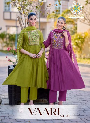 Passion Tree Vaari Vol 1 Mal Chanderi Embroidered Kurti Pant Set with Dupatta  M   5XL  wholesale catalogs