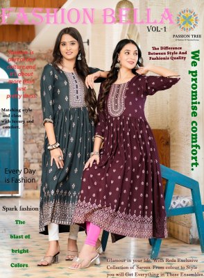 Passion tree by fashion bella vol 1 designer nyra cut kurti gown catalog at wholesale price passion tree