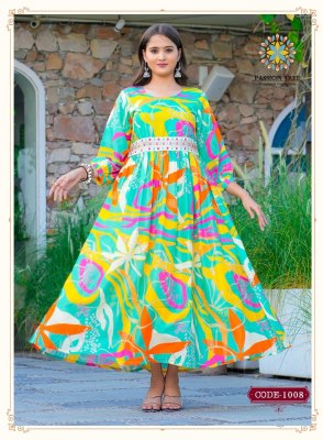 Passion tree by fashionista vol 2 Maslin with Digital Print and Fancy embroidery Work aliya cut kurti catalog at wholesale price  readymade suit catalogs