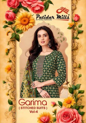 Patidar Garima Vol 4 Designer Cotton Kurti Pant Set with Embroidered Neck And Printed Dupatta Wholesale Patidar mills
