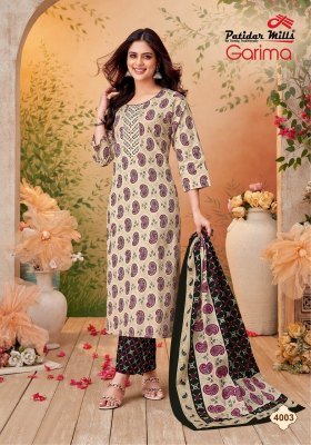Patidar Garima Vol 4 Designer Cotton Kurti Pant Set with Embroidered Neck And Printed Dupatta Wholesale kurtis catalogs