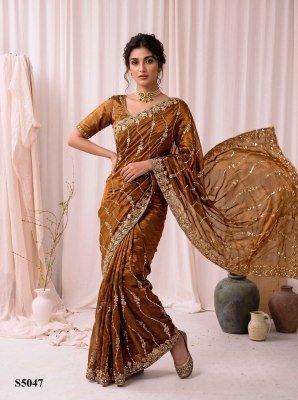 Pavika Space Silk Party Wear Saree with Sequins & Cutdana Hand Work 