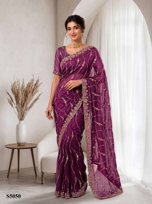 Pavika Space Silk Party Wear Saree with Sequins & Cutdana Hand Work sarees catalogs