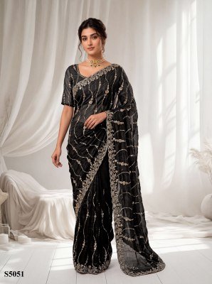 Pavika Space Silk Party Wear Saree with Sequins & Cutdana Hand Work sarees catalogs