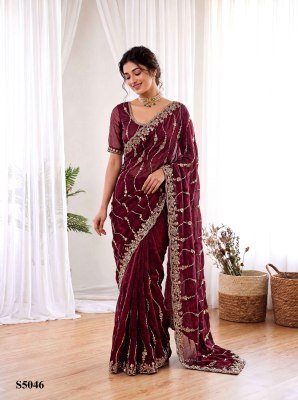 Pavika Space Silk Party Wear Saree with Sequins & Cutdana Hand Work sarees catalogs