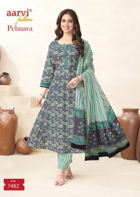 Pehnava vol 1 by Aarvi Designer anarkali Pattern cotton readymade suit catalogue at low rate readymade suit catalogs