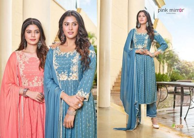 Pink Mirror Artistic Naira Cut Readymade Suits catalogue wholesaler supplier  kurtis catalogs