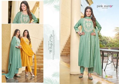 Pink Mirror Artistic Naira Cut Readymade Suits catalogue wholesaler supplier  kurtis catalogs
