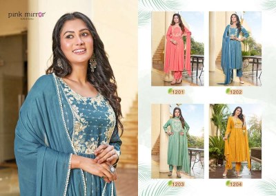 Pink Mirror Artistic Naira Cut Readymade Suits catalogue wholesaler supplier  kurtis catalogs