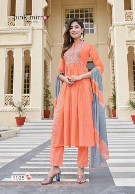 Pink Mirror Fairy Tales Naira cut Kurti pant dupatta set wholesale Kurti catalogue  kurtis catalogs