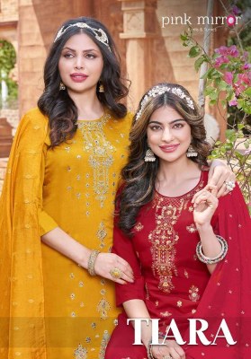 Pink mirror new tiara Viscose Silk Kurti Pant with Dupatta set catalogue buy wholesale  Amavi