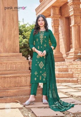 Pink mirror new tiara Viscose Silk Kurti Pant with Dupatta set catalogue buy wholesale  kurtis catalogs