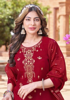 Pink mirror new tiara Viscose Silk Kurti Pant with Dupatta set catalogue buy wholesale  kurtis catalogs