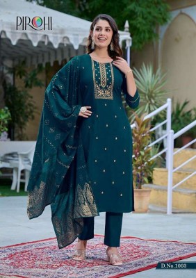 Pirohi By Rajavir Kalhaar Vol 1 Roman silk 3Pice Suits with Banarasi dupatta set catalogue wholesaler exporter   kurtis catalogs