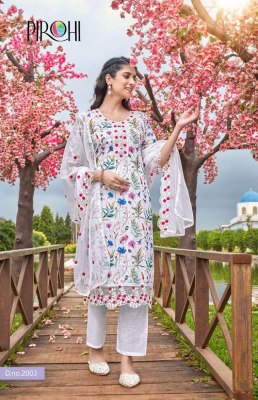 Pirohi By Rajavir Schiffle Vol 1 Designer Kurti Pant Dupatta Set Wholesale Kurti catalogue  kurtis catalogs