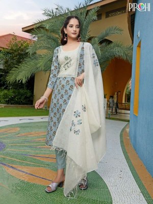 Pirohi Cotton Rani beautiful Cotton Kurti pant dupatta set wholesale Kurti catalogue Surat  kurtis catalogs