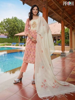 Pirohi Cotton Rani beautiful Cotton Kurti pant dupatta set wholesale Kurti catalogue Surat  kurtis catalogs