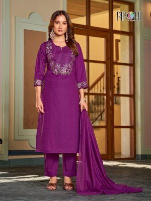 Pirohi Kangana Pure Cotton Embroidered Kurti Pant with Mul Mul Cotton Dupatta Set Pirohi