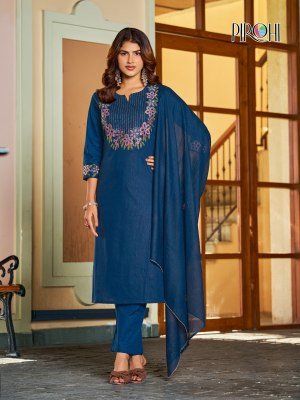 Pirohi Kangana Pure Cotton Embroidered Kurti Pant with Mul Mul Cotton Dupatta Set kurti pant with dupatta Catalogs