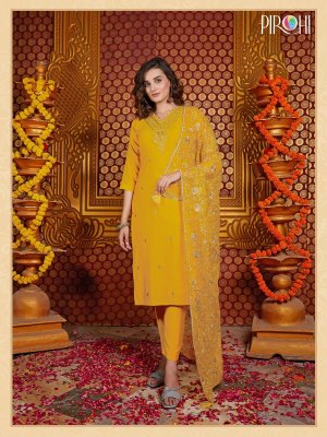 Pirohi by rajavir mannat vol 1 designer fancy kurti pant and dupatta catalogue  kurtis catalogs