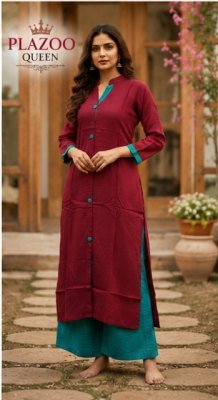 Plazoo Queen Premium Rayon Kurti with Printed Palazzo Set kurtis catalogs