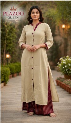 Plazoo Queen Premium Rayon Kurti with Printed Palazzo Set kurtis catalogs